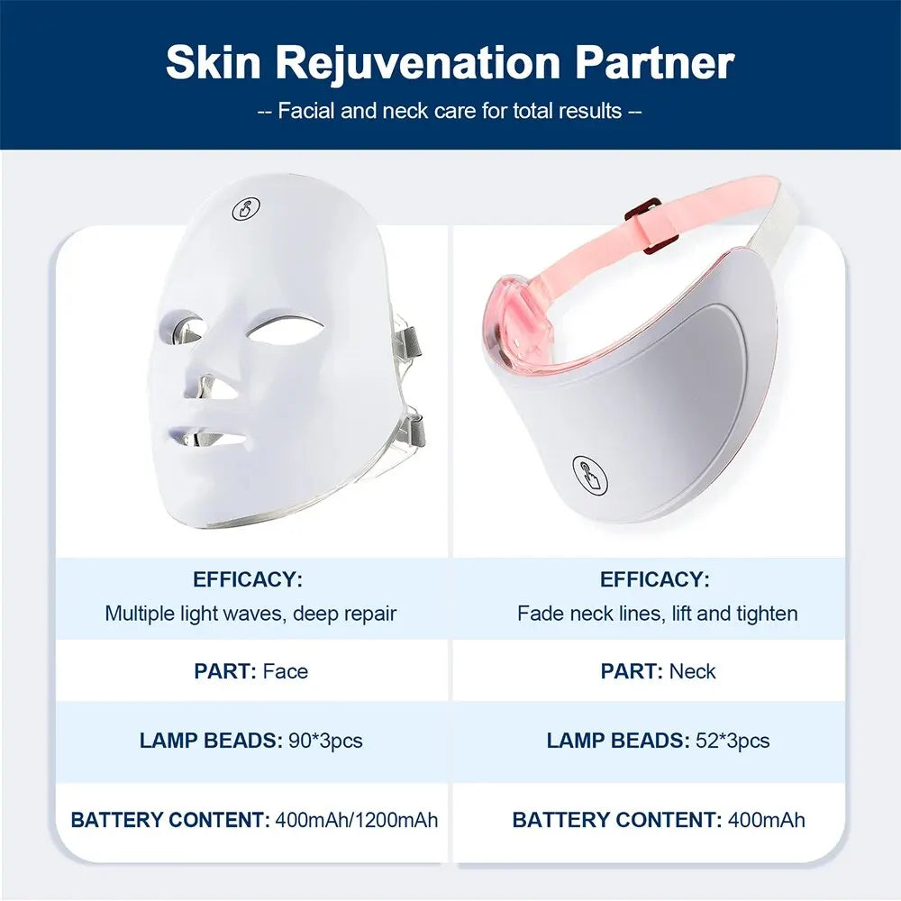7-Colour LED Face &amp; Neck Light Therapy Mask