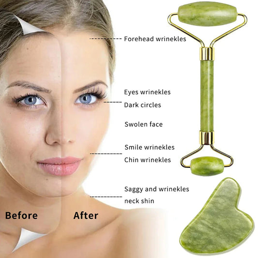 Guaflow™ Natural Stone Gua Sha & Jade Roller Set MedikStat