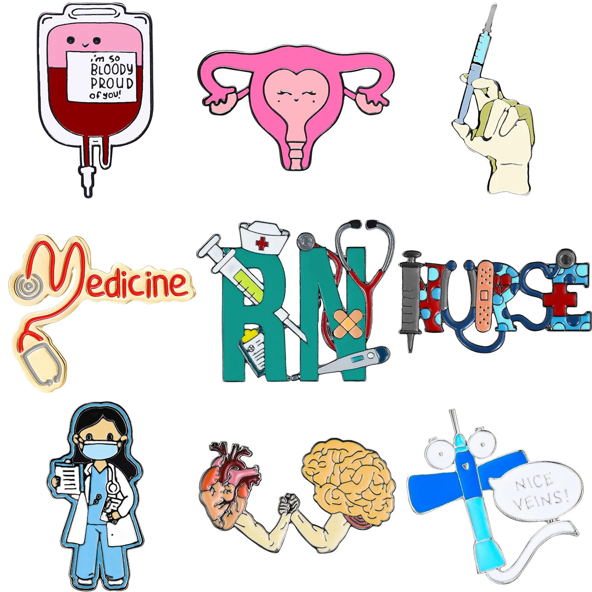 Cartoon Medical Enamel Pin Brooch