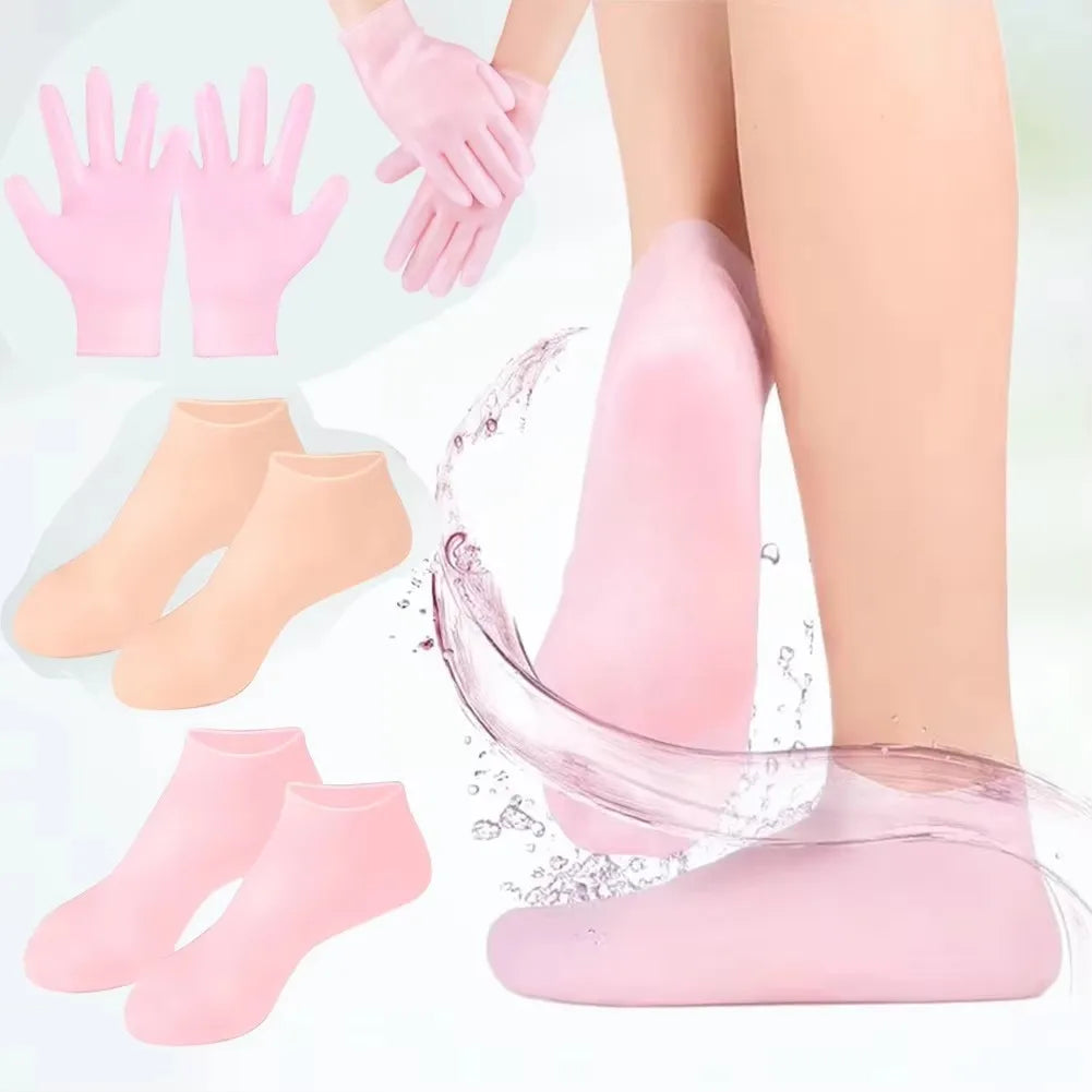 Hand & Feet SPA Socks & Gloves with Anti Slip Silicone
