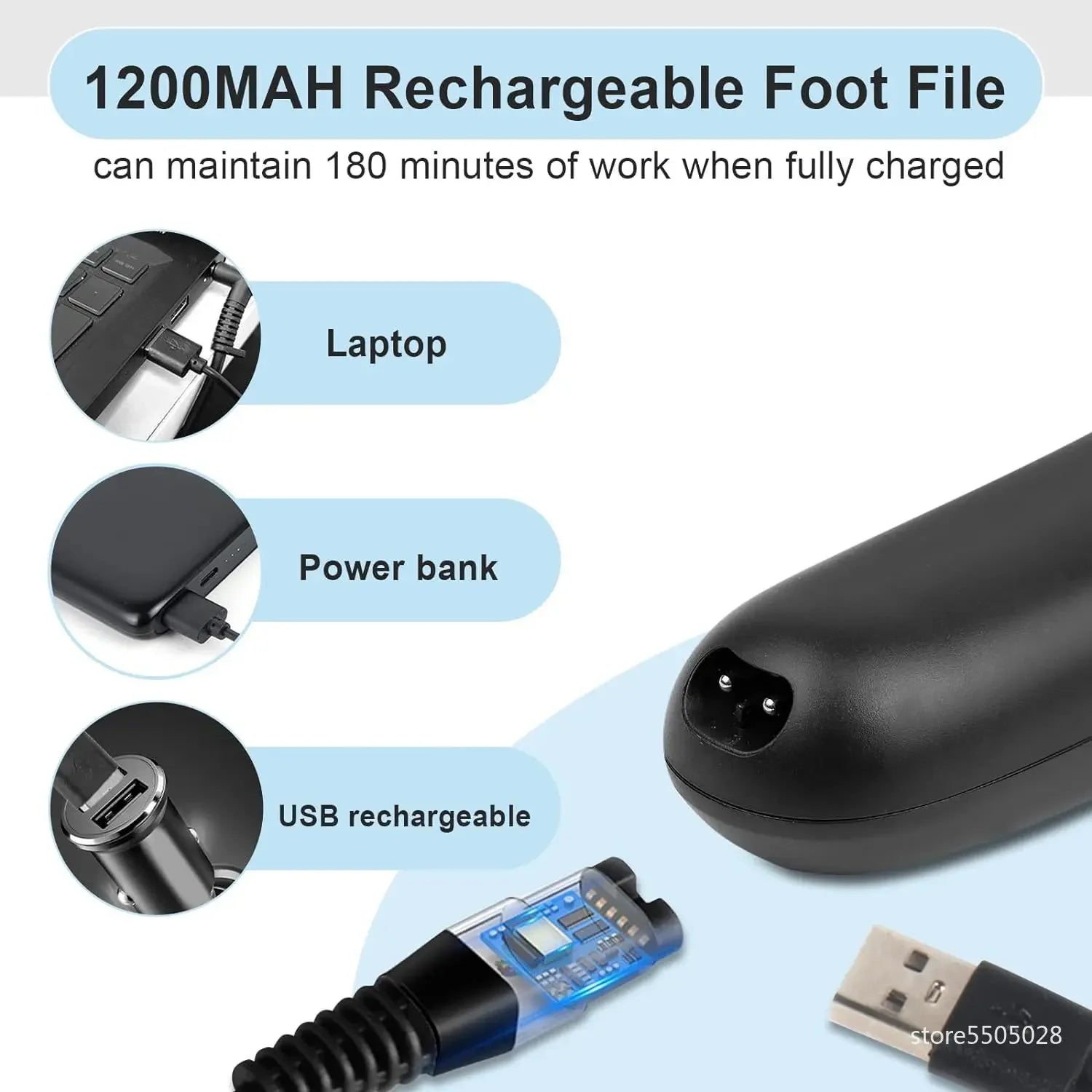 PediFix™ Rechargeable Electric Foot File Grinder MedikStat