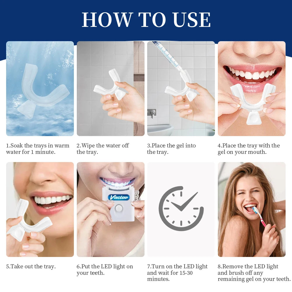 Teeth Whitening Gel Kit with LED light