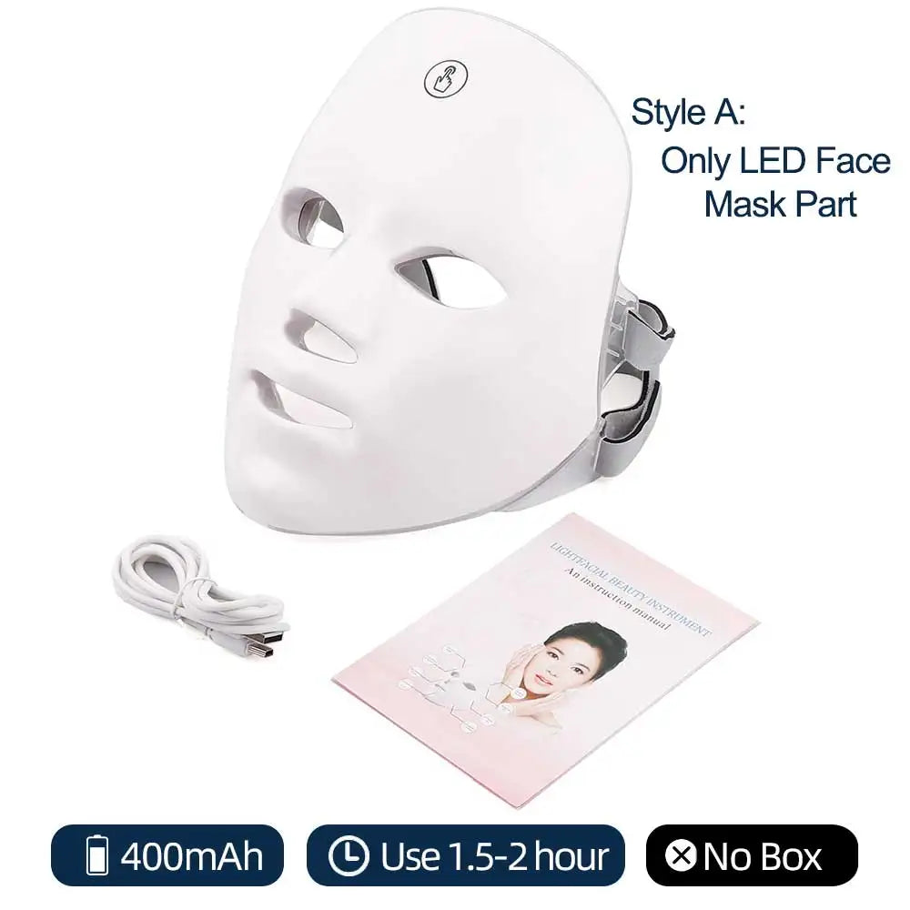 7-Colour LED Face &amp; Neck Light Therapy Mask