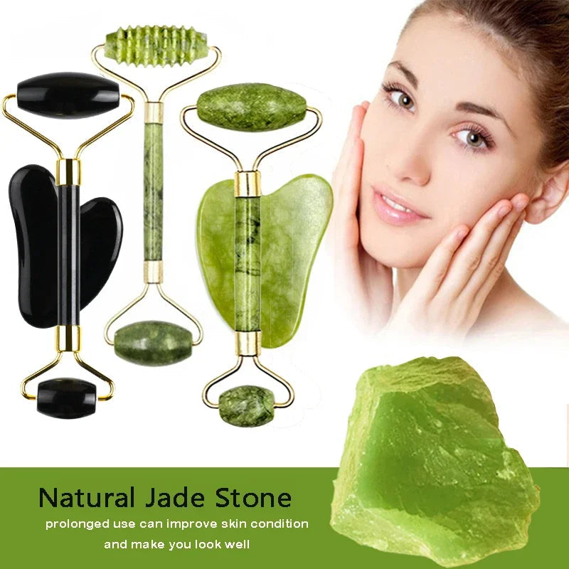 Guaflow™ Natural Stone Gua Sha & Jade Roller Set MedikStat